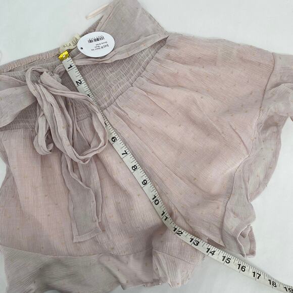 Illa Illa Pink Shorts Mermaid Paperbag Style Tie Waist Elastic Ruffle Small - Picture 9 of 9